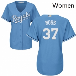 Womens Majestic Kansas City Royals 37 Brandon Moss Authentic Light Blue Alternate 1 Cool Base MLB Jersey
