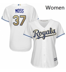 Womens Majestic Kansas City Royals 37 Brandon Moss Authentic White Home Cool Base MLB Jersey