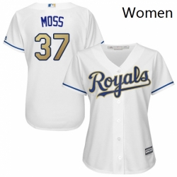 Womens Majestic Kansas City Royals 37 Brandon Moss Authentic White Home Cool Base MLB Jersey