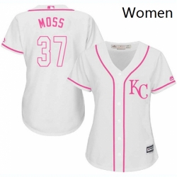 Womens Majestic Kansas City Royals 37 Brandon Moss Replica White Fashion Cool Base MLB Jersey