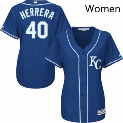 Womens Majestic Kansas City Royals 40 Kelvin Herrera Authentic Blue Alternate 2 Cool Base MLB Jersey