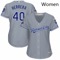 Womens Majestic Kansas City Royals 40 Kelvin Herrera Authentic Grey Road Cool Base MLB Jersey