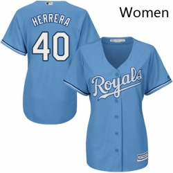 Womens Majestic Kansas City Royals 40 Kelvin Herrera Authentic Light Blue Alternate 1 Cool Base MLB Jersey