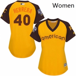 Womens Majestic Kansas City Royals 40 Kelvin Herrera Authentic Yellow 2016 All Star American League BP Cool Base MLB Jersey