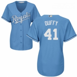 Womens Majestic Kansas City Royals 41 Danny Duffy Authentic Light Blue Alternate 1 Cool Base MLB Jersey