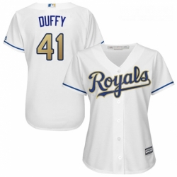 Womens Majestic Kansas City Royals 41 Danny Duffy Replica White Home Cool Base MLB Jersey