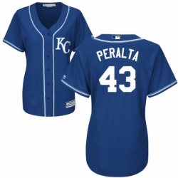 Womens Majestic Kansas City Royals 43 Wily Peralta Replica Blue Alternate 2 Cool Base MLB Jersey 