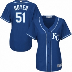Womens Majestic Kansas City Royals 51 Blaine Boyer Authentic Blue Alternate 2 Cool Base MLB Jersey 