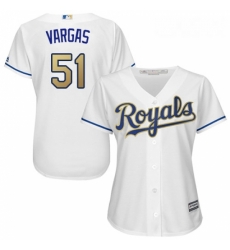 Womens Majestic Kansas City Royals 51 Jason Vargas Authentic White Home Cool Base MLB Jersey 