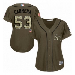Womens Majestic Kansas City Royals 53 Melky Cabrera Authentic Green Salute to Service MLB Jersey 