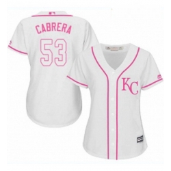 Womens Majestic Kansas City Royals 53 Melky Cabrera Authentic White Fashion Cool Base MLB Jersey 