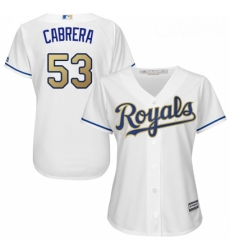Womens Majestic Kansas City Royals 53 Melky Cabrera Authentic White Home Cool Base MLB Jersey 