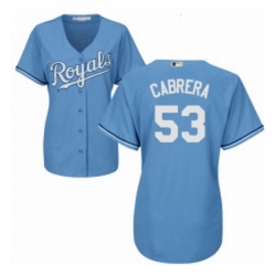 Womens Majestic Kansas City Royals 53 Melky Cabrera Replica Light Blue Alternate 1 Cool Base MLB Jersey 