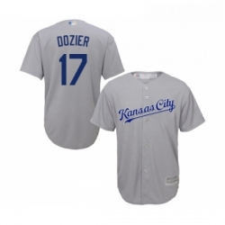 Youth Kansas City Royals 17 Hunter Dozier Replica Grey Road Cool Base Baseball Jersey 