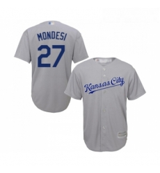 Youth Kansas City Royals 27 Adalberto Mondesi Replica Grey Road Cool Base Baseball Jersey 