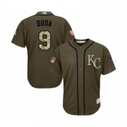 Youth Kansas City Royals 9 Lucas Duda Authentic Green Salute to Service Baseball Jersey 