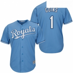 Youth Majestic Kansas City Royals 1 Ryan Goins Authentic Light Blue Alternate 1 Cool Base MLB Jersey 