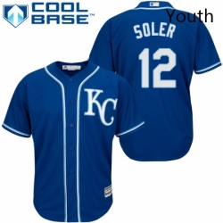 Youth Majestic Kansas City Royals 12 Jorge Soler Authentic Blue Alternate 2 Cool Base MLB Jersey
