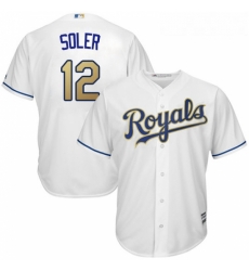 Youth Majestic Kansas City Royals 12 Jorge Soler Replica White Home Cool Base MLB Jersey