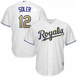 Youth Majestic Kansas City Royals 12 Jorge Soler Replica White Home Cool Base MLB Jersey