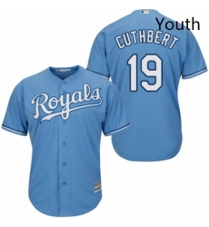 Youth Majestic Kansas City Royals 19 Cheslor Cuthbert Authentic Light Blue Alternate 1 Cool Base MLB Jersey 