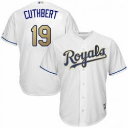 Youth Majestic Kansas City Royals 19 Cheslor Cuthbert Authentic White Home Cool Base MLB Jersey 
