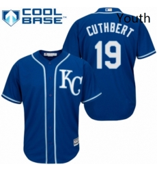 Youth Majestic Kansas City Royals 19 Cheslor Cuthbert Replica Blue Alternate 2 Cool Base MLB Jersey 