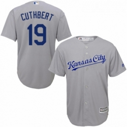 Youth Majestic Kansas City Royals 19 Cheslor Cuthbert Replica Grey Road Cool Base MLB Jersey 