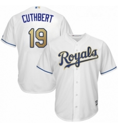 Youth Majestic Kansas City Royals 19 Cheslor Cuthbert Replica White Home Cool Base MLB Jersey 