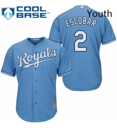 Youth Majestic Kansas City Royals 2 Alcides Escobar Replica Light Blue Alternate 1 Cool Base MLB Jersey