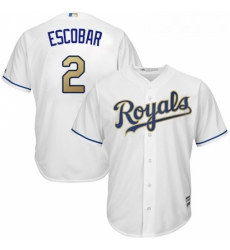 Youth Majestic Kansas City Royals 2 Alcides Escobar Replica White Home Cool Base MLB Jersey