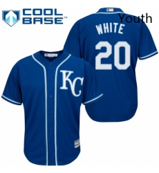 Youth Majestic Kansas City Royals 20 Frank White Replica Blue Alternate 2 Cool Base MLB Jersey