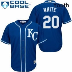 Youth Majestic Kansas City Royals 20 Frank White Replica Blue Alternate 2 Cool Base MLB Jersey