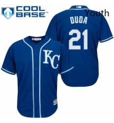 Youth Majestic Kansas City Royals 21 Lucas Duda Authentic Blue Alternate 2 Cool Base MLB Jersey 