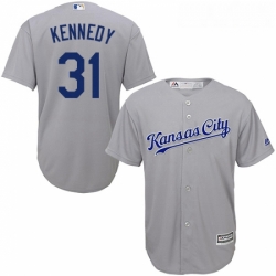 Youth Majestic Kansas City Royals 31 Ian Kennedy Authentic Grey Road Cool Base MLB Jersey