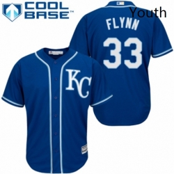 Youth Majestic Kansas City Royals 33 Brian Flynn Authentic Blue Alternate 2 Cool Base MLB Jersey 