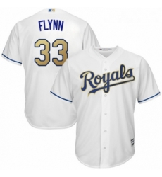 Youth Majestic Kansas City Royals 33 Brian Flynn Replica White Home Cool Base MLB Jersey 