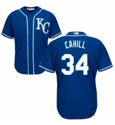 Youth Majestic Kansas City Royals 34 Trevor Cahill Replica Blue Alternate 2 Cool Base MLB Jersey 