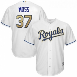Youth Majestic Kansas City Royals 37 Brandon Moss Authentic White Home Cool Base MLB Jersey