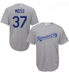 Youth Majestic Kansas City Royals 37 Brandon Moss Replica Grey Road Cool Base MLB Jersey