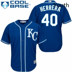 Youth Majestic Kansas City Royals 40 Kelvin Herrera Authentic Blue Alternate 2 Cool Base MLB Jersey