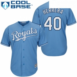 Youth Majestic Kansas City Royals 40 Kelvin Herrera Authentic Light Blue Alternate 1 Cool Base MLB Jersey
