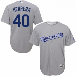 Youth Majestic Kansas City Royals 40 Kelvin Herrera Replica Grey Road Cool Base MLB Jersey
