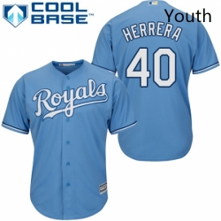 Youth Majestic Kansas City Royals 40 Kelvin Herrera Replica Light Blue Alternate 1 Cool Base MLB Jersey