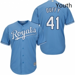 Youth Majestic Kansas City Royals 41 Danny Duffy Replica Light Blue Alternate 1 Cool Base MLB Jersey