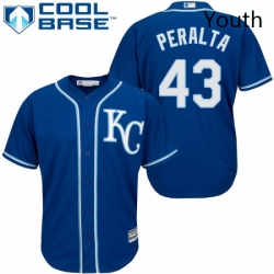 Youth Majestic Kansas City Royals 43 Wily Peralta Authentic Blue Alternate 2 Cool Base MLB Jersey 