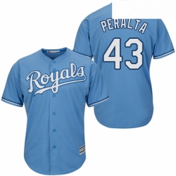 Youth Majestic Kansas City Royals 43 Wily Peralta Replica Light Blue Alternate 1 Cool Base MLB Jersey 