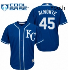 Youth Majestic Kansas City Royals 45 Abraham Almonte Replica Blue Alternate 2 Cool Base MLB Jersey 