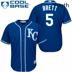 Youth Majestic Kansas City Royals 5 George Brett Authentic Blue Alternate 2 Cool Base MLB Jersey