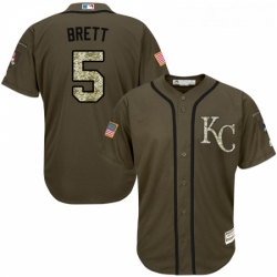 Youth Majestic Kansas City Royals 5 George Brett Authentic Green Salute to Service MLB Jersey